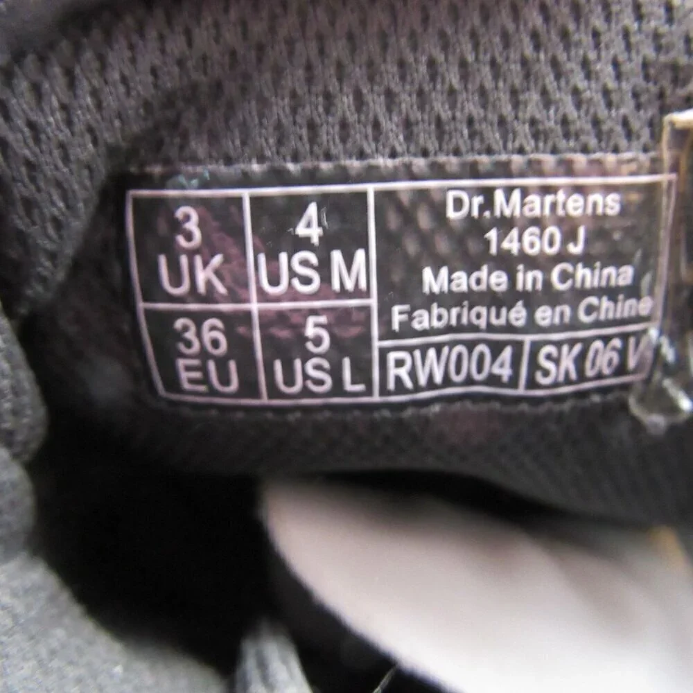 Dr. Martens Boots White 1460 Leather Lace Up Side Zip Punk Winter Kids 4 EU 36
